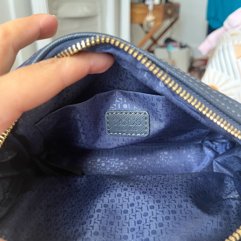 Tous Blue Crossbody Bag With Gold Zipper Details View 2